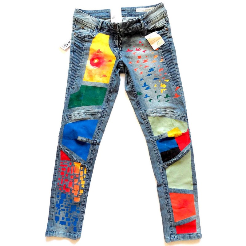 Handmade Birds Jeans
