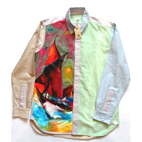 Men's long sleeve Oxford shirt-Hand painted shirt-Mens dress shirt-Button down shirt